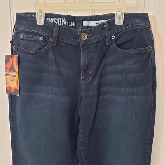 DKNY Madison Jeans Dark Blue Mid Rise Curvy Boot Cut Stretch Y2K Size 8R Blue - Picture 2 of 14